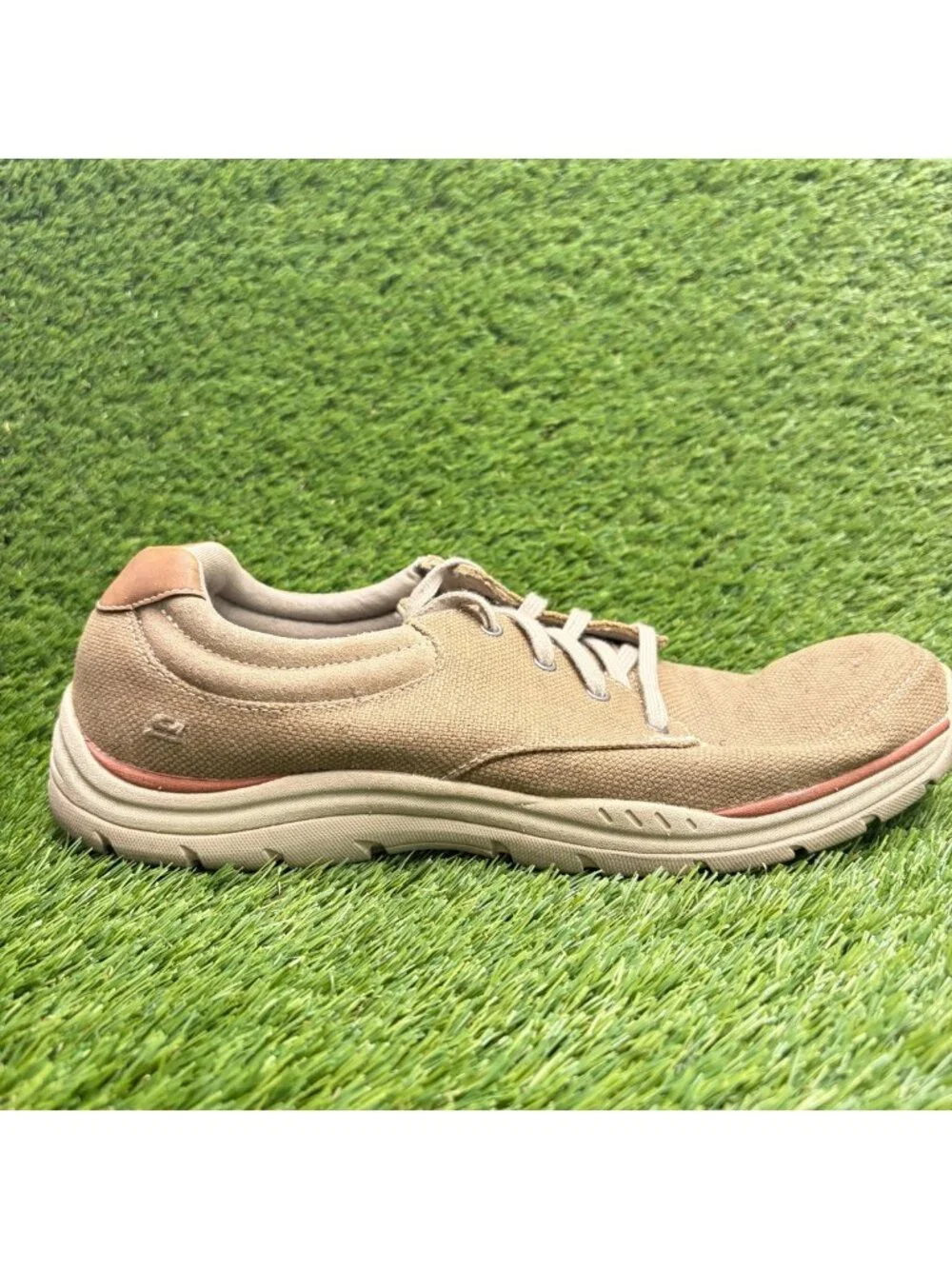Skechers Expected Orman Mens Size 13 Khaki Casual Walking Lace Up Oxford Shoes